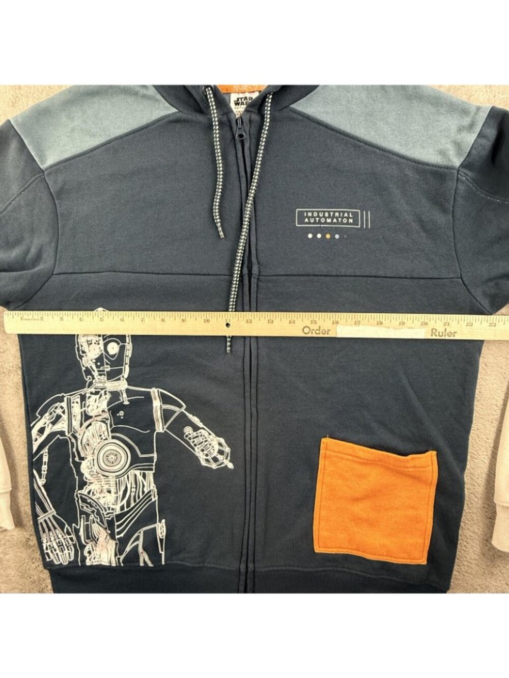Star Wars Droid Depot C-3PO Hoodie Mens Small Blue Full Zip Galaxys Edge Disney - Picture 9 of 16